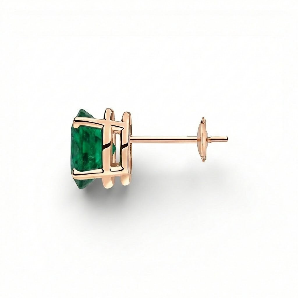 L'Ovale® Emerald Stud Earrings, 14K Rose Gold