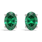 L'Ovale® Emerald Stud Earrings, Platinum