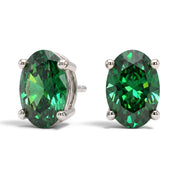 L'Ovale® Emerald Stud Earrings, Platinum
