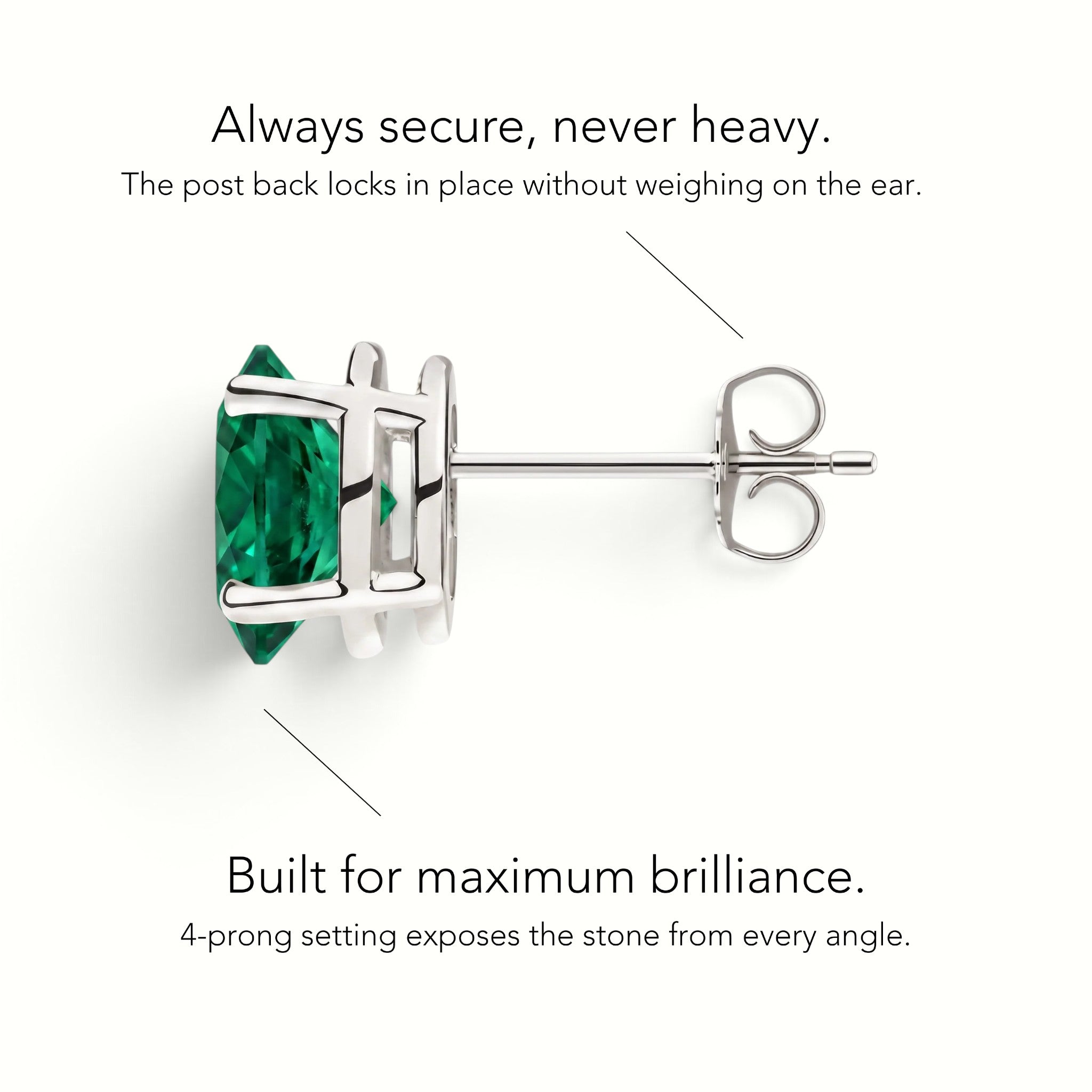 L'Ovale® Emerald Stud Earrings, Platinum