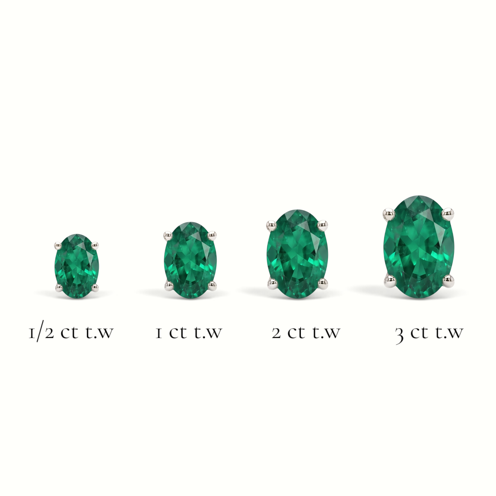 L'Ovale® Emerald Stud Earrings, Platinum
