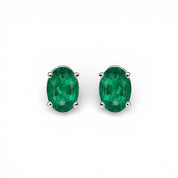 L'Ovale® Emerald Stud Earrings, Sterling Silver