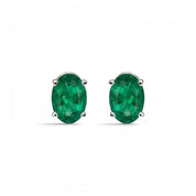 L'Ovale® Emerald Stud Earrings, Platinum
