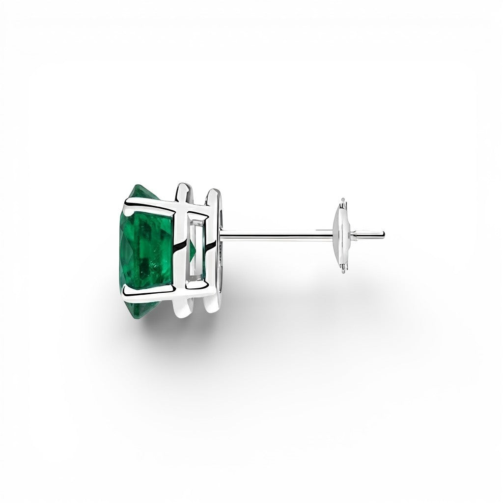 L'Ovale® Emerald Stud Earrings, Sterling Silver