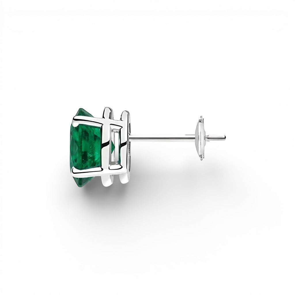 L'Ovale® Emerald Stud Earrings, 14K White Gold