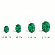 L'Ovale® Emerald Stud Earrings, 14K White Gold