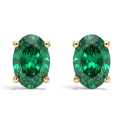 L'Ovale® Emerald Stud Earrings, 14K Yellow Gold