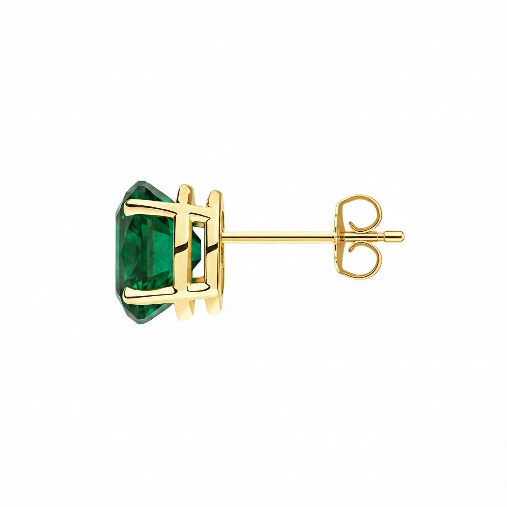 L'Ovale® Emerald Stud Earrings, 14K Gold