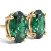 L'Ovale® Emerald Stud Earrings, 14K Yellow Gold