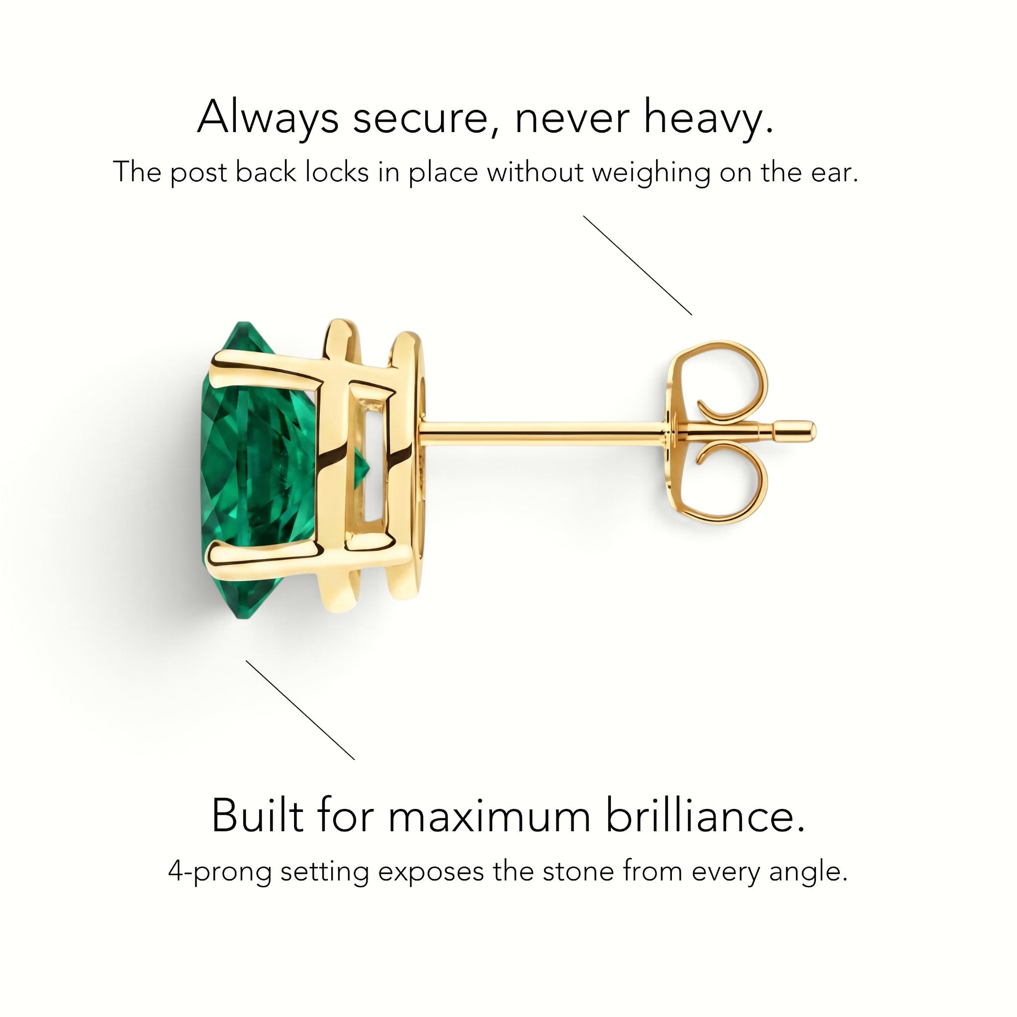 L'Ovale® Emerald Stud Earrings, 14K Yellow Gold