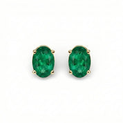 L'Ovale® Emerald Stud Earrings, 14K Gold