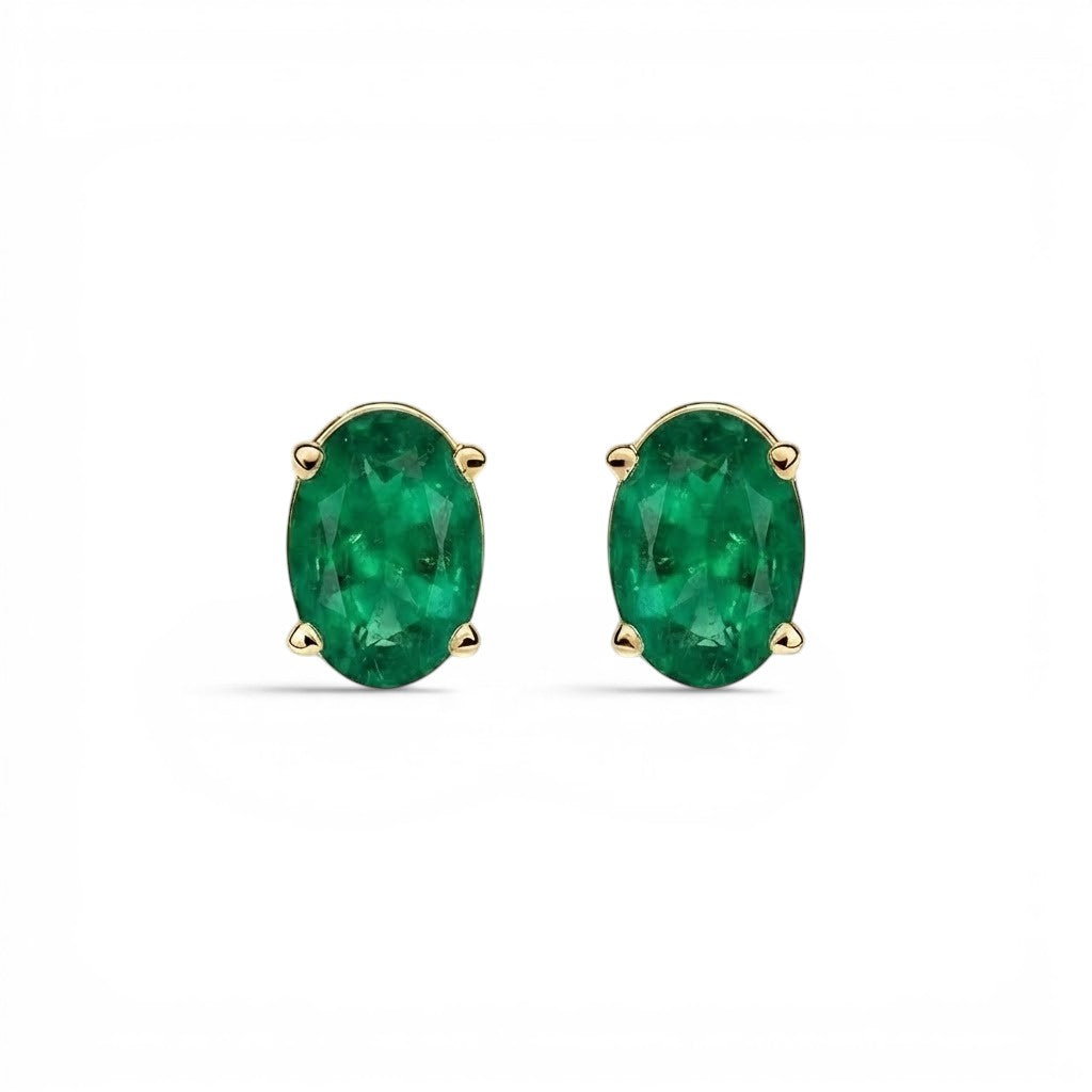 L'Ovale® Emerald Stud Earrings, Gold Vermeil