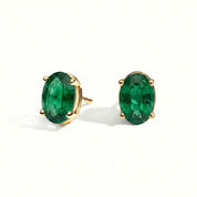 L'Ovale® Emerald Stud Earrings, 14K Gold