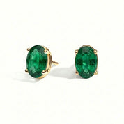 L'Ovale® Emerald Stud Earrings, Gold Vermeil