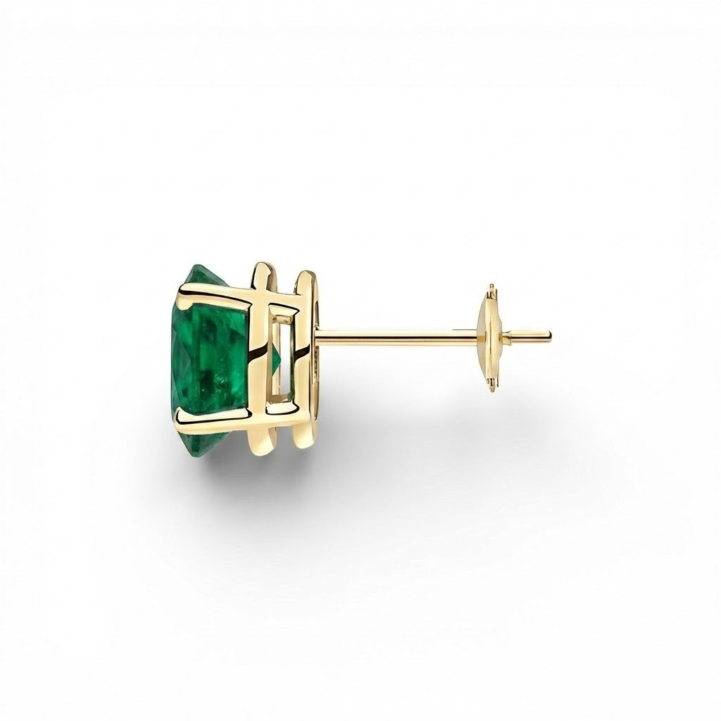 L'Ovale® Emerald Stud Earrings, 14K Gold