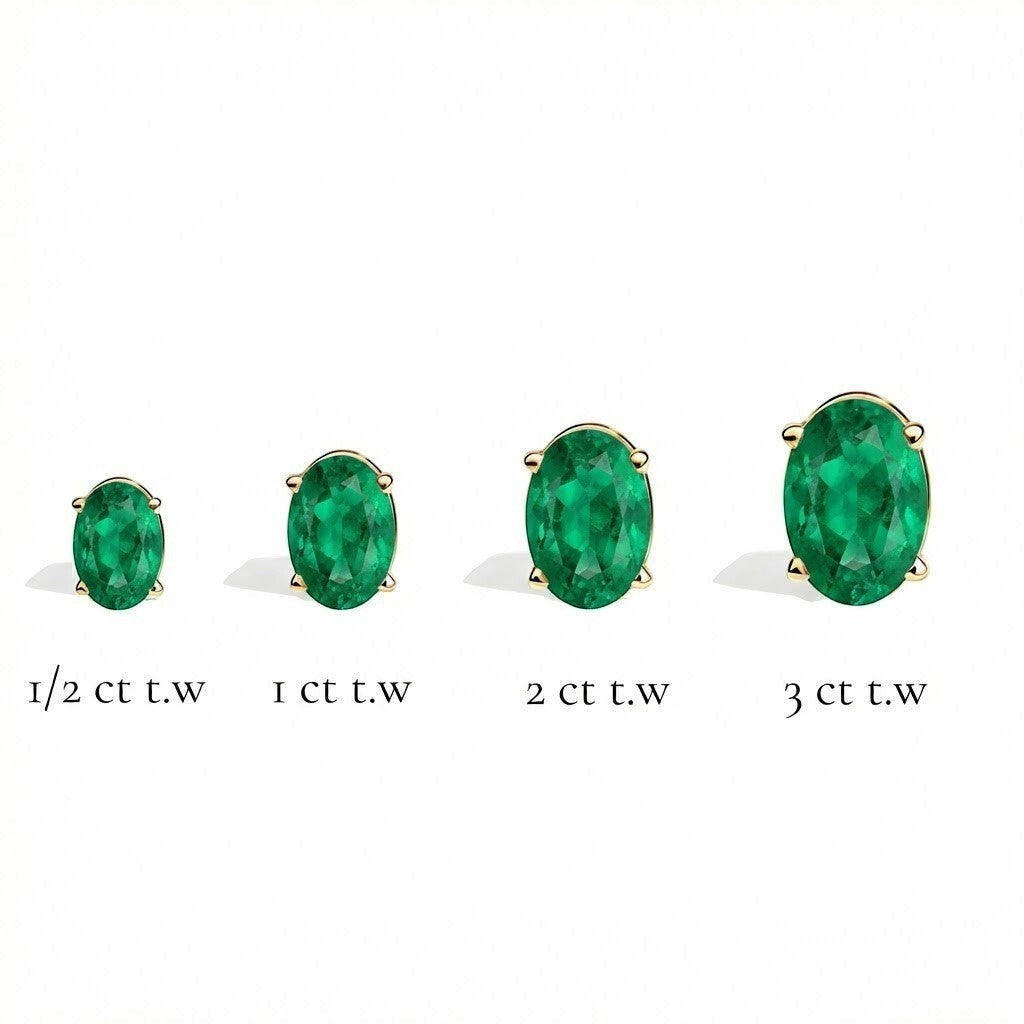 L'Ovale® Emerald Stud Earrings, Gold Vermeil