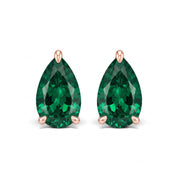 La Poire® Emerald Stud Earrings, 14K Rose Gold