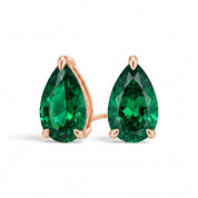 La Poire® Emerald Stud Earrings, 14K Rose Gold