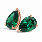 La Poire® Emerald Stud Earrings, 14K Rose Gold
