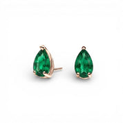 La Poire® Emerald Stud Earrings, 14K Rose Gold