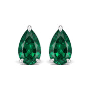 La Poire® Emerald Stud Earrings, 14K White Gold