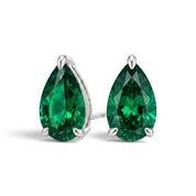 La Poire® Emerald Stud Earrings, 14K White Gold