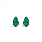 La Poire® Emerald Stud Earrings, 14K White Gold