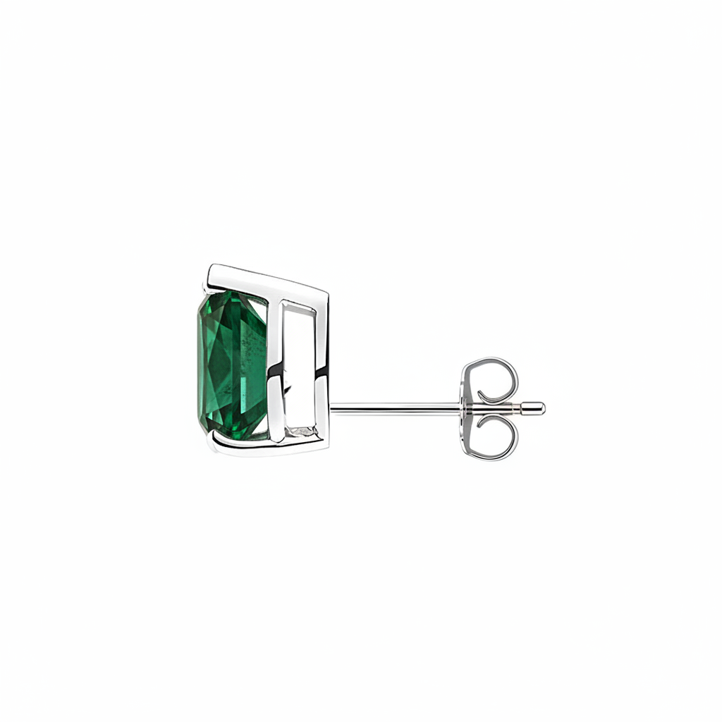 La Poire® Emerald Stud Earrings, 14K White Gold