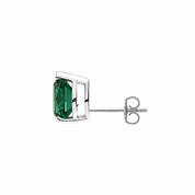 La Poire® Emerald Stud Earrings, 14K White Gold