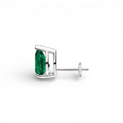La Poire® Emerald Stud Earrings, 14K White Gold