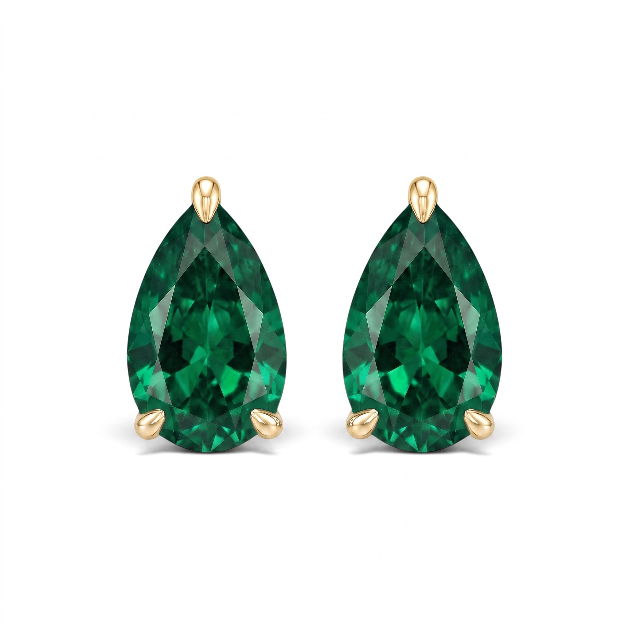 La Poire® Emerald Stud Earrings, Gold Vermeil