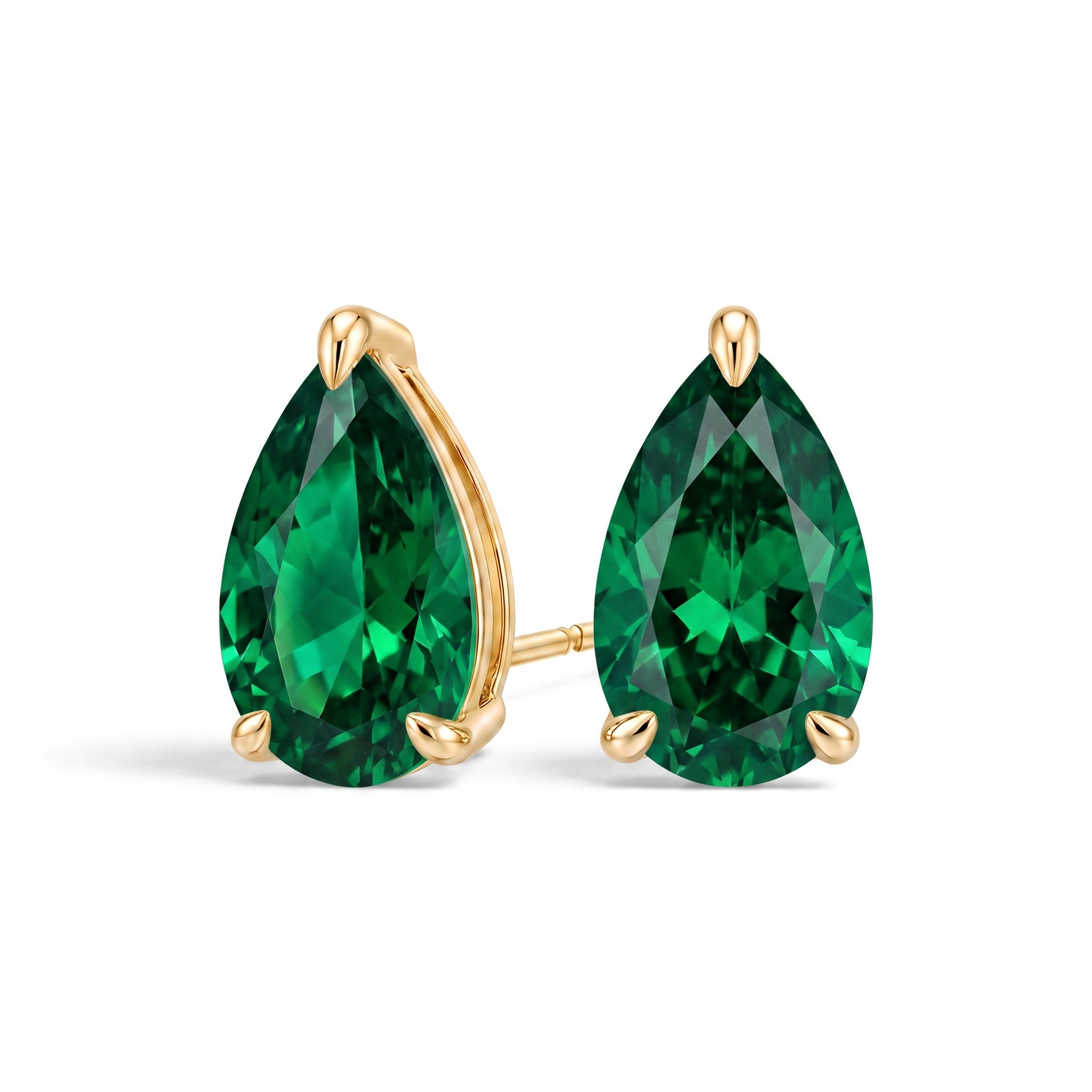La Poire® Emerald Stud Earrings, Gold Vermeil