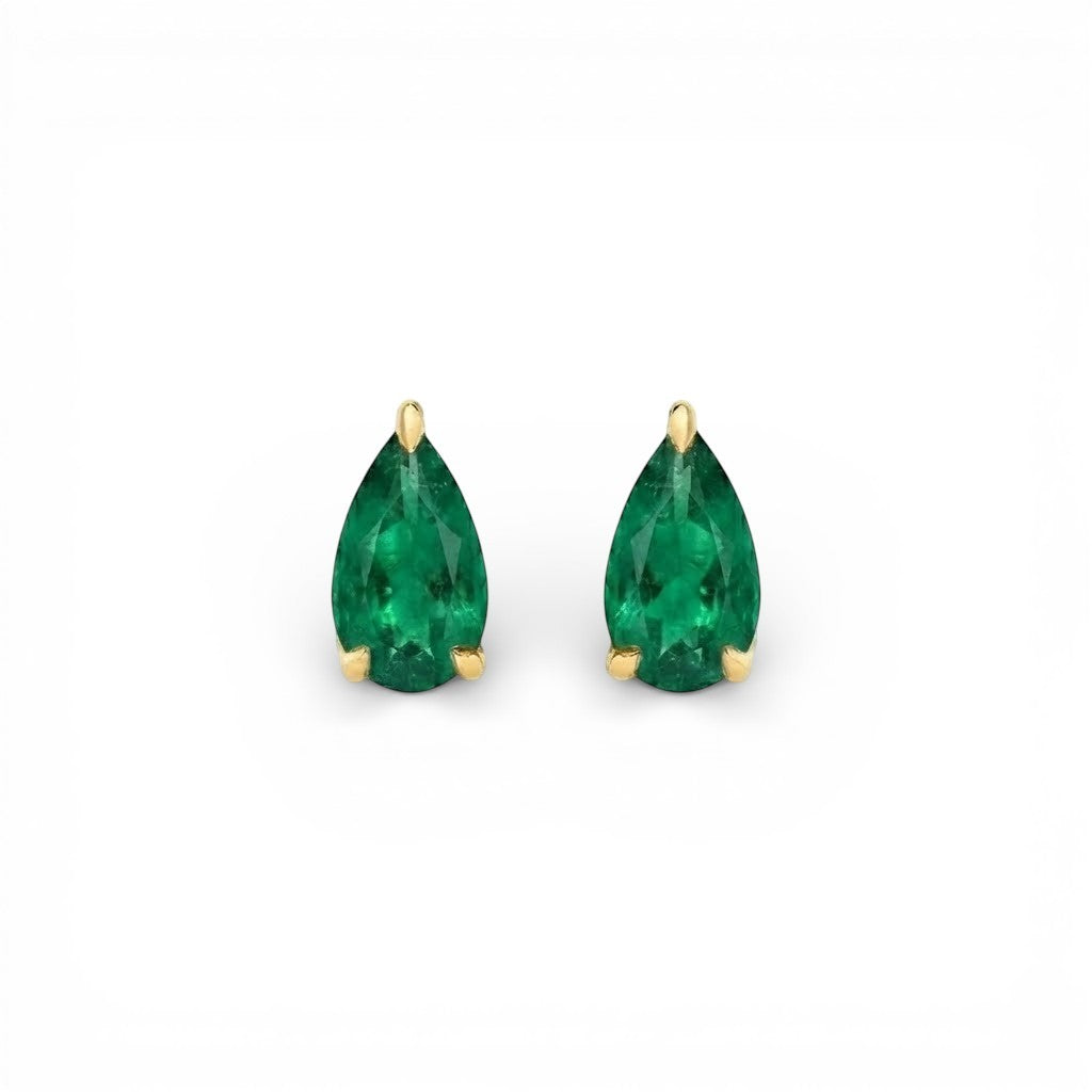 La Poire® Emerald Stud Earrings, Gold Vermeil