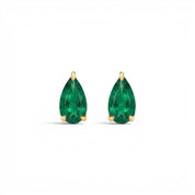 La Poire® Emerald Stud Earrings, 14K Gold