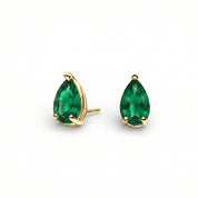 La Poire® Emerald Stud Earrings, 14K Gold