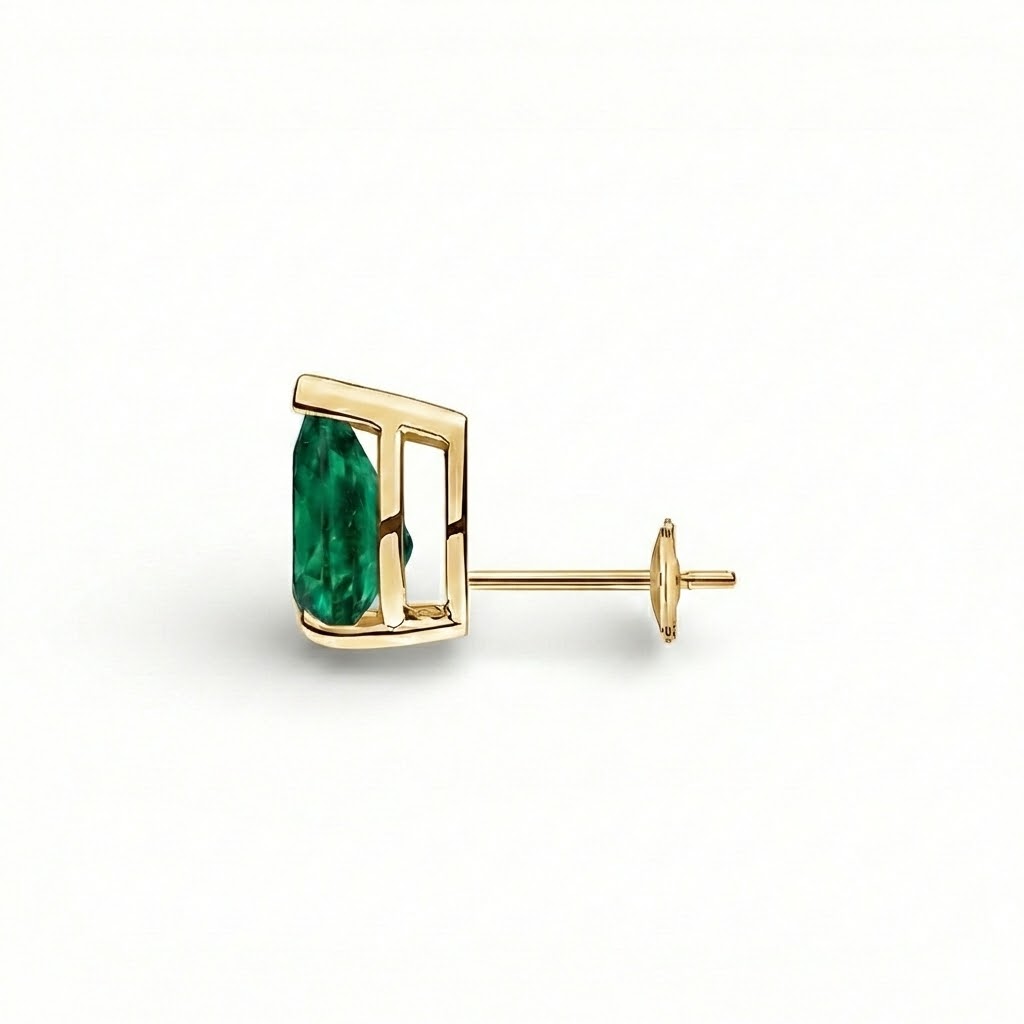 La Poire® Emerald Stud Earrings, Gold Vermeil