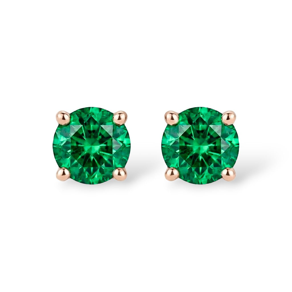 La Ronde® Emerald Stud Earrings, 14K Rose Gold