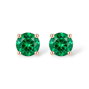 La Ronde® Emerald Stud Earrings, 14K Rose Gold