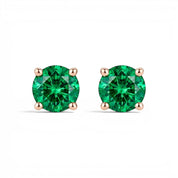 La Ronde® Emerald Stud Earrings, 14K Rose Gold