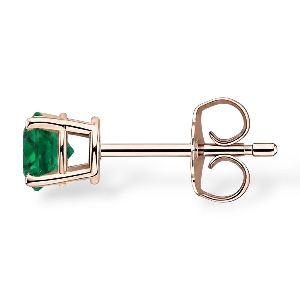 La Ronde® Emerald Stud Earrings, 14K Rose Gold