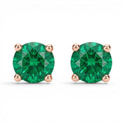 La Ronde® Emerald Stud Earrings, 14K Rose Gold