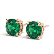 La Ronde® Emerald Stud Earrings, 14K Rose Gold