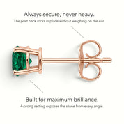 La Ronde® Emerald Stud Earrings, 14K Rose Gold