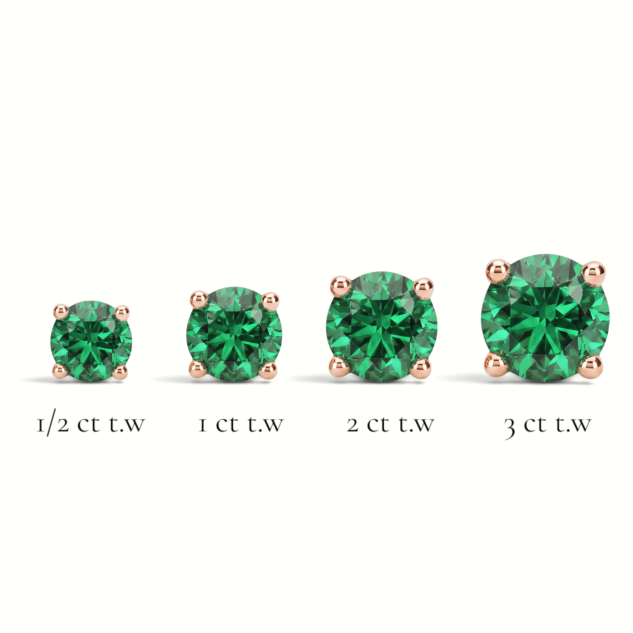 La Ronde® Emerald Stud Earrings, 14K Rose Gold