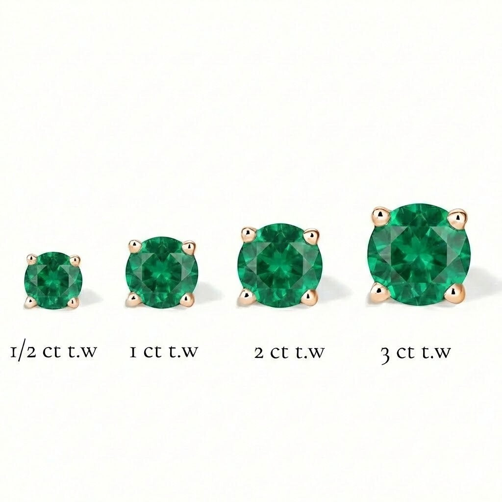La Ronde® Emerald Stud Earrings, 14K Rose Gold