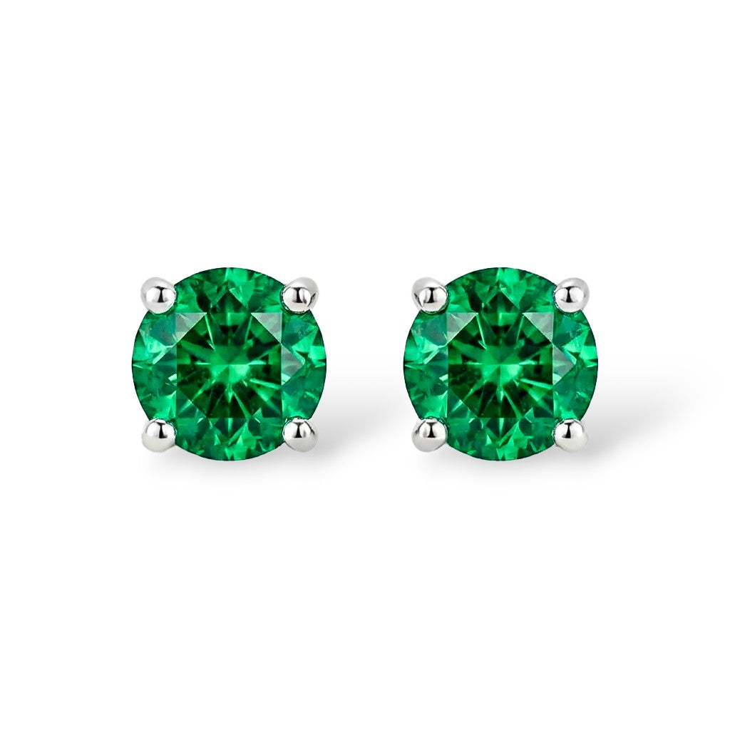 La Ronde® Emerald Stud Earrings, Platinum