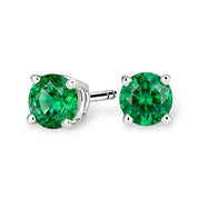La Ronde® Emerald Stud Earrings, Platinum