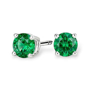 La Ronde® Emerald Stud Earrings, 14K White Gold
