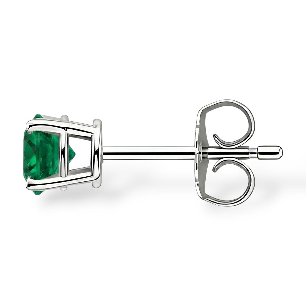 La Ronde® Emerald Stud Earrings, Platinum