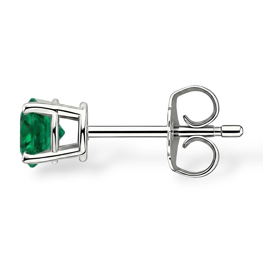 La Ronde® Emerald Stud Earrings, 14K White Gold